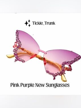 ⭐️ Pink Purple Crystal Rim Sunglasses New